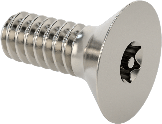 Kurcalamaya Dayanıklı Torx Düz Başlı Vidalar, 18-8 Paslanmaz Çelik, 4-40 Diş Boyutu, 5/16" Uzunluk