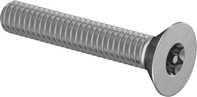 Kurcalamaya Dayanıklı Torx Düz Başlı Vidalar, 18-8 Paslanmaz Çelik, 8-32 Diş Boyutu, 1" Uzunluk