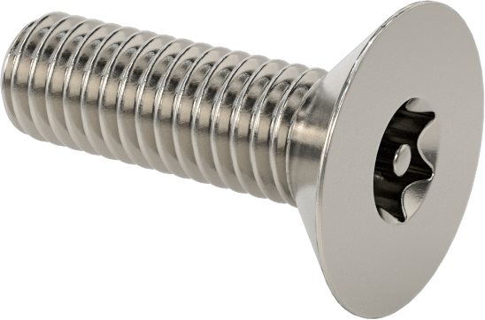 Kurcalamaya Dayanıklı Torx Düz Başlı Vidalar, 18-8 Paslanmaz Çelik, M3 x 0,5 mm Diş Boyutu, 10 mm Uzunluk