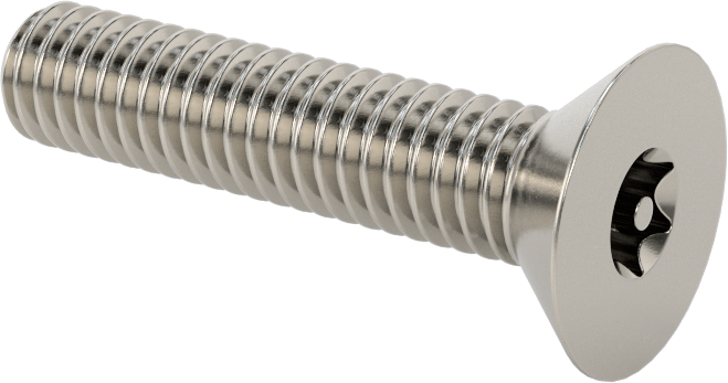 Kurcalamaya Dayanıklı Torx Düz Başlı Vidalar, 18-8 Paslanmaz Çelik, 5/16"-18 Diş Boyutu, 1-1/2" Uzunluk