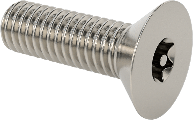 Kurcalamaya Dayanıklı Torx Düz Başlı Vidalar, 18-8 Paslanmaz Çelik, 3/8"-16 Diş Boyutu, 1-1/4" Uzunluk