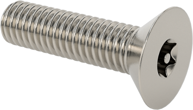 Kurcalamaya Dayanıklı Torx Düz Başlı Vidalar, 18-8 Paslanmaz Çelik, 3/8"-16 Diş Boyutu, 1-1/2" Uzunluk