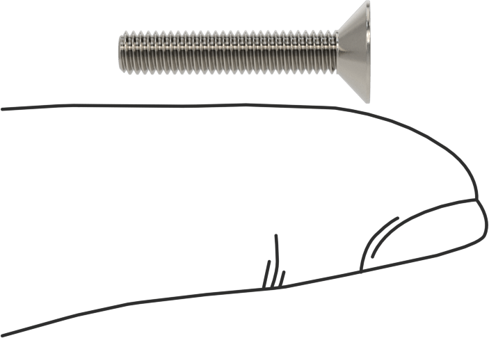 Kurcalamaya Dayanıklı Torx Düz Başlı Vidalar, 18-8 Paslanmaz Çelik, M3,5 x 0,6 mm Diş Boyutu, 20 mm Uzunluk