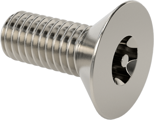 Kurcalamaya Dayanıklı Torx Düz Başlı Vidalar, Torx Plus, 18-8 Paslanmaz Çelik, 10-32 Diş Boyutu, 1/2" Uzunluk