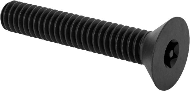 Kurcalamaya Dayanıklı Torx Düz Başlı Vidalar, Siyah Oksitli Alaşımlı Çelik, 1/4"-20 Diş Boyutu, 1-1/2" Uzunluk