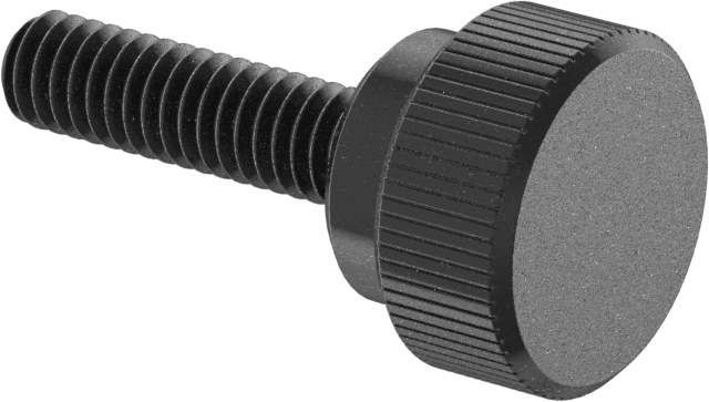 Çelik Yükseltilmiş Tırtıllı Başlı Parmak Vidası, 8-32 Diş Boyutu, 5/8" Uzunluk, 1/2" Çaplı Başlık