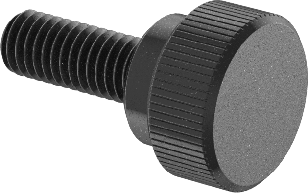 Çelik Yükseltilmiş Tırtıllı Başlı Parmak Vidası, 10-32 Diş Boyutu, 1/2" Uzunluk, 1/2" Çaplı Başlık