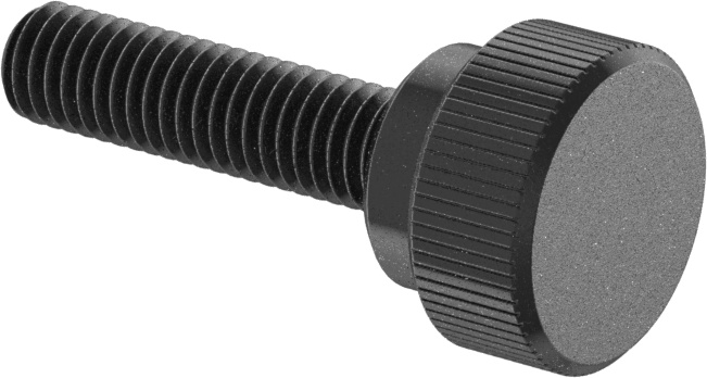 Çelik Yükseltilmiş Tırtıllı Başlı Parmak Vidası, 10-32 Diş Boyutu, 3/4" Uzunluk, 1/2" Çaplı Başlık