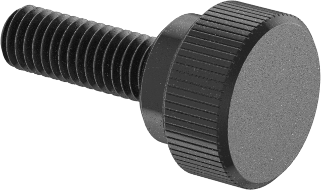Çelik Yükseltilmiş Tırtıllı Başlı Parmak Vidası, 10-32 Diş Boyutu, 9/16" Uzunluk, 1/2" Çaplı Başlık
