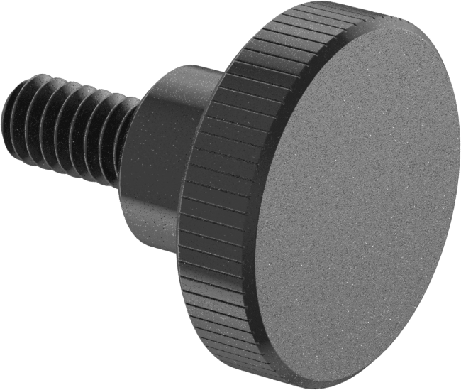 Çelik Yükseltilmiş Tırtıllı Başlı Parmak Vidası, 1/4"-20 Diş Boyutu, 1/2" Uzunluk, 1" Çapında Başlık