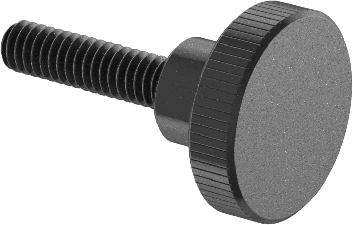 Çelik Yükseltilmiş Tırtıllı Başlı Parmak Vidası, 1/4"-20 Diş Boyutu, 1" Uzunluk, 1" Çapında Başlık
