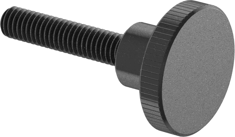 Çelik Yükseltilmiş Tırtıllı Başlı Parmak Vidası, 5/16"-18 Diş Boyutu, 1-1/2" Uzunluk, 1-1/4" Çapında Başlık