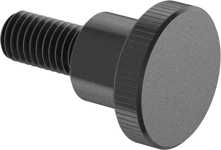 Çelik Yükseltilmiş Tırtıllı Başlı Parmak Vidası, 1/2"-13 Diş Boyutu, 1" Uzunluk, 1-3/8" Çap Başlık