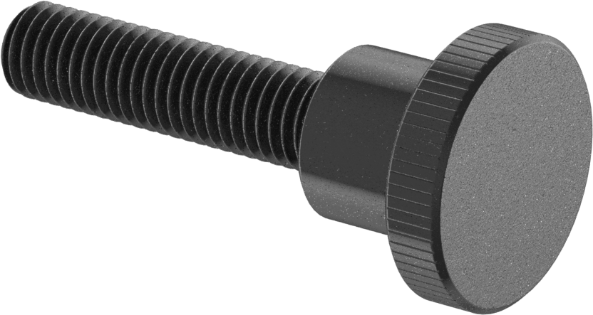 Çelik Yükseltilmiş Tırtıllı Başlı Parmak Vidası, 1/2"-13 Diş Boyutu, 2" Uzunluk, 1-3/8" Çap Başlık