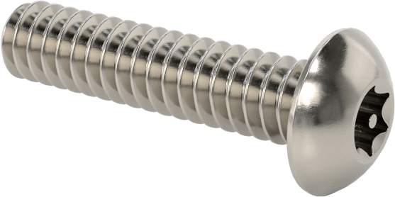 Paslanmaz Çelik Kurcalamaya Dayanıklı Düğme Başlı Torx Vidalar, 4-40 Diş Boyutu, 1/2" Uzunluk
