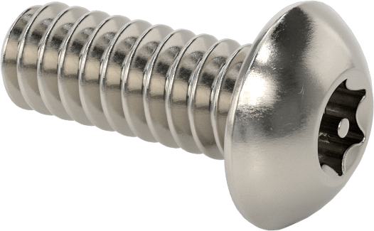 Paslanmaz Çelik Kurcalamaya Dayanıklı Düğme Başlı Torx Vidalar, 6-32 Diş Boyutu, 3/8" Uzunluk
