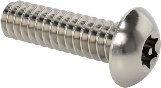 Paslanmaz Çelik Kurcalamaya Dayanıklı Düğme Başlı Torx Vidalar, 6-32 Diş Boyutu, 1/2" Uzunluk