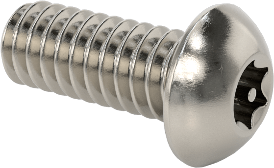 Paslanmaz Çelik Kurcalamaya Dayanıklı Düğme Başlı Torx Vidalar, 1/4"-20 Diş Boyutu, 5/8" Uzunluk