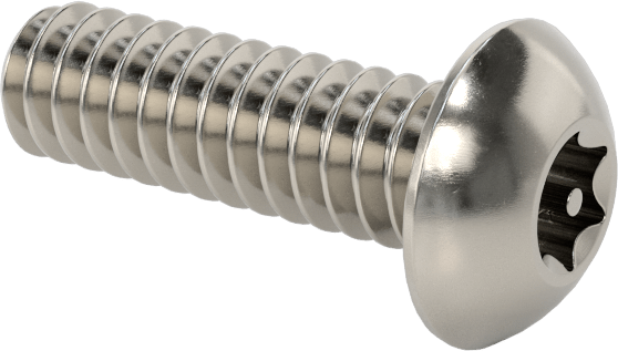 Paslanmaz Çelik Kurcalamaya Dayanıklı Düğme Başlı Torx Vidalar, 10-24 Diş Boyutu, 5/8" Uzunluk