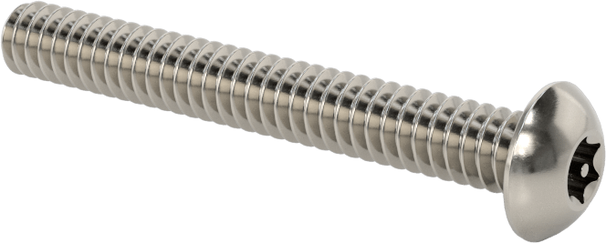Paslanmaz Çelik Kurcalamaya Dayanıklı Düğme Başlı Torx Vidalar, 10-24 Diş Boyutu, 1-1/2" Uzunluk