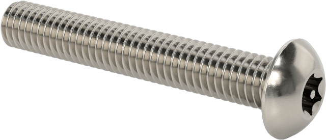 Paslanmaz Çelik Kurcalamaya Dayanıklı Düğme Başlı Torx Vidalar, 10-32 Diş Boyutu, 1-1/4" Uzunluk