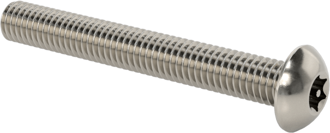 Paslanmaz Çelik Kurcalamaya Dayanıklı Düğme Başlı Torx Vidalar, 10-32 Diş Boyutu, 1-1/2" Uzunluk