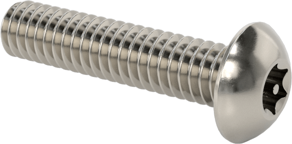 Paslanmaz Çelik Kurcalamaya Dayanıklı Düğme Başlı Torx Vidalar, 8-32 Diş Boyutu, 3/4" Uzunluk