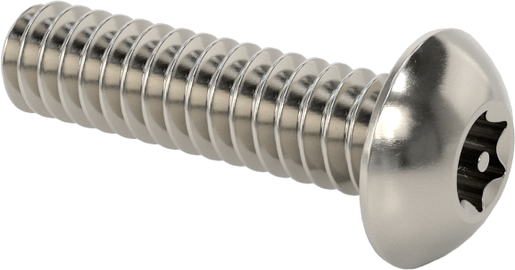 Paslanmaz Çelik Kurcalamaya Dayanıklı Düğme Başlı Torx Vidalar, 10-24 Diş Boyutu, 3/4" Uzunluk