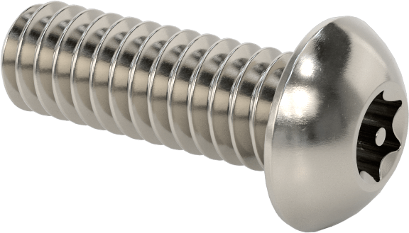 Paslanmaz Çelik Kurcalamaya Dayanıklı Düğme Başlı Torx Vidalar, 1/4"-20 Diş Boyutu, 3/4" Uzunluk