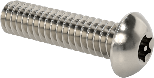 Paslanmaz Çelik Kurcalamaya Dayanıklı Düğme Başlı Torx Vidalar, 1/4"-20 Diş Boyutu, 1" Uzunluk
