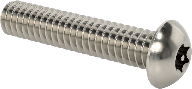 Paslanmaz Çelik Kurcalamaya Dayanıklı Düğme Başlı Torx Vidalar, 1/4"-20 Diş Boyutu, 1-1/4" Uzunluk