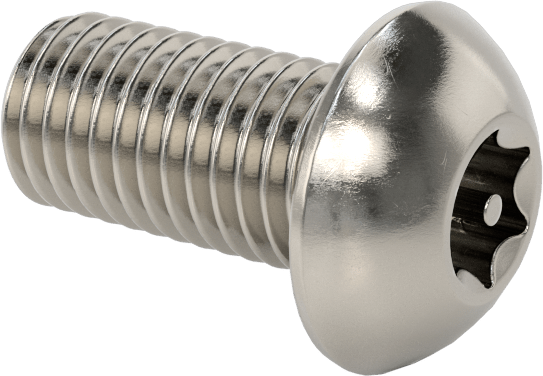 Paslanmaz Çelik Kurcalamaya Dayanıklı Düğme Başlı Torx Vidalar, 1/4"-28 Diş, 1/2" Uzunluk