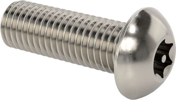 Paslanmaz Çelik Kurcalamaya Dayanıklı Düğme Başlı Torx Vidalar, 1/4"-28 Diş, 3/4" Uzunluk