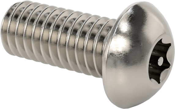 Paslanmaz Çelik Kurcalamaya Dayanıklı Düğme Başlı Torx Vidalar, 5/16"-18 Diş Boyutu, 3/4" Uzunluk