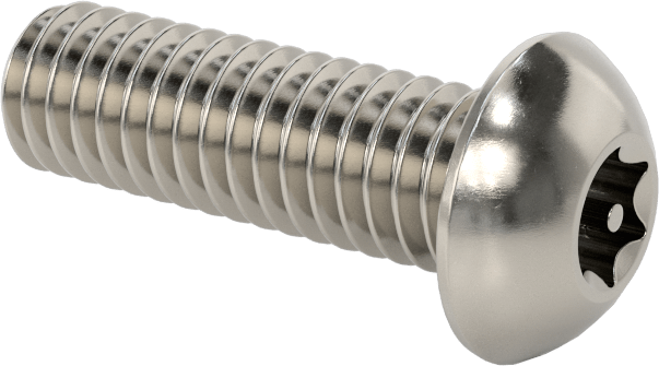 Paslanmaz Çelik Kurcalamaya Dayanıklı Düğme Başlı Torx Vidalar, 5/16"-18 Diş Boyutu, 1" Uzunluk