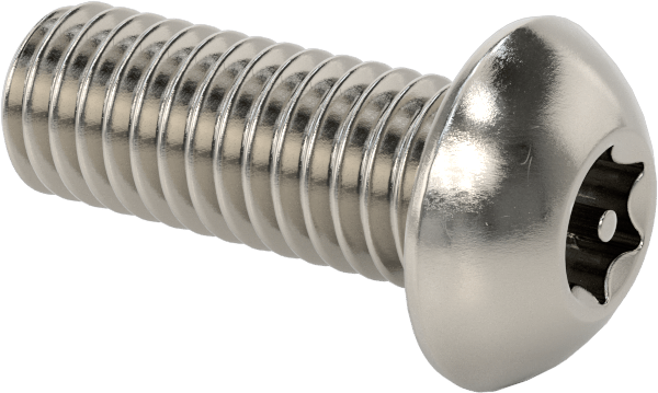 Paslanmaz Çelik Kurcalamaya Dayanıklı Düğme Başlı Torx Vidalar, 3/8"-16 Diş Boyutu, 1" Uzunluk