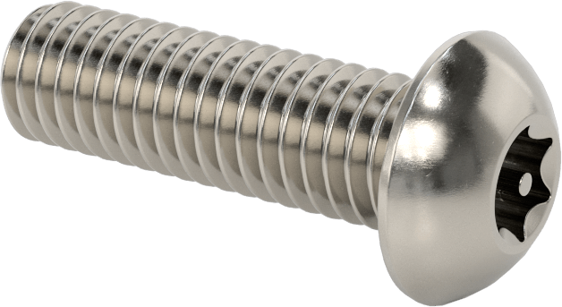 Paslanmaz Çelik Kurcalamaya Dayanıklı Düğme Başlı Torx Vidalar, 3/8"-16 Diş Boyutu, 1-1/4" Uzunluk