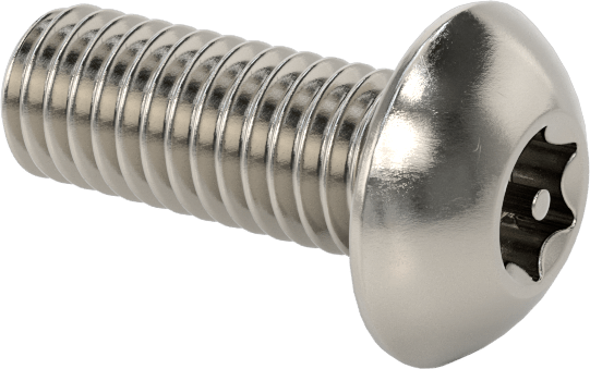 Paslanmaz Çelik Kurcalamaya Dayanıklı Düğme Başlı Torx Vidalar, 10-32 Diş Boyutu, 1/2" Uzunluk