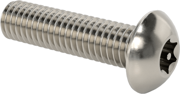 Paslanmaz Çelik Kurcalamaya Dayanıklı Düğme Başlı Torx Vidalar, 10-32 Diş Boyutu, 3/4" Uzunluk