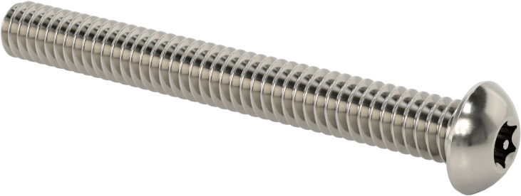 Paslanmaz Çelik Kurcalamaya Dayanıklı Düğme Başlı Torx Vidalar, 1/4"-20 Diş Boyutu, 2-1/4" Uzunluk