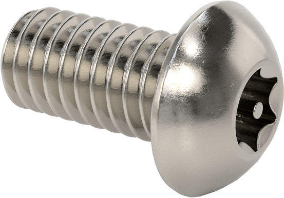 Paslanmaz Çelik Kurcalamaya Dayanıklı Düğme Başlı Torx Vidalar, 5/16"-18 Diş Boyutu, 5/8" Uzunluk