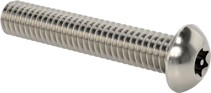 Paslanmaz Çelik Kurcalamaya Dayanıklı Düğme Başlı Torx Vidalar, 5/16"-18 Diş Boyutu, 1-3/4" Uzunluk