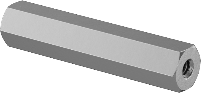 Dişli Altıgen Ayırıcı, Çinko Kaplı Çelik, 1/4" Altıgen, 1-1/4" Uzunluk, 4-40 Diş