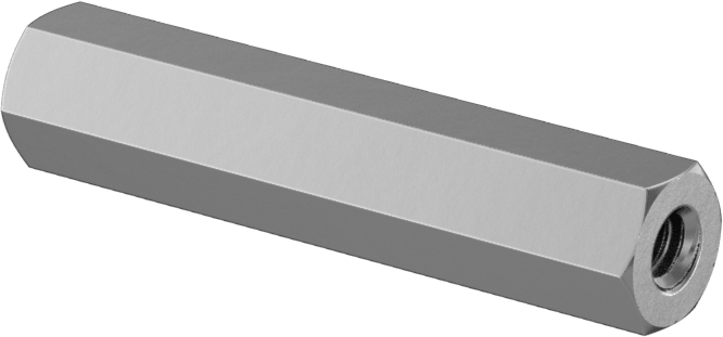 Dişli Altıgen Ayırıcı, Çinko Kaplı Çelik, 1/4" Altıgen, 1-1/4" Uzunluk, 6-32 Diş