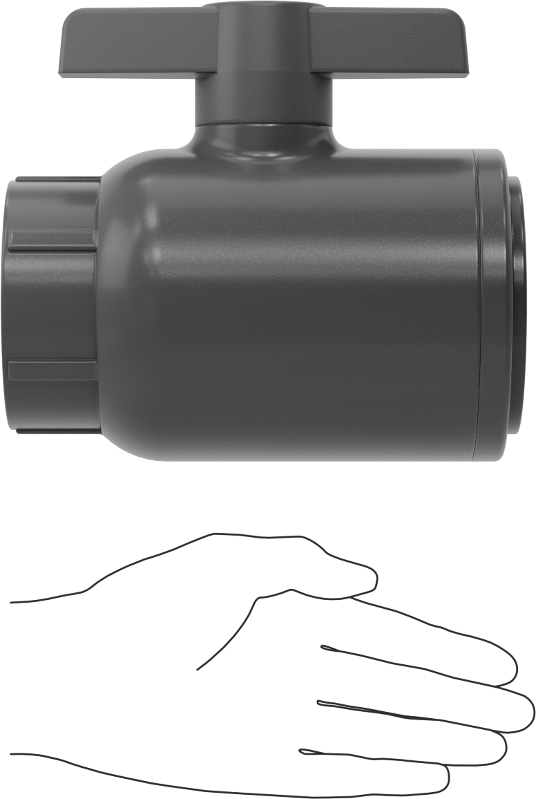 İçme Suyu için Dişli Açma/Kapama Vanası, PVC, T-Saplı Düz, 2-1/2 NPT Dişi