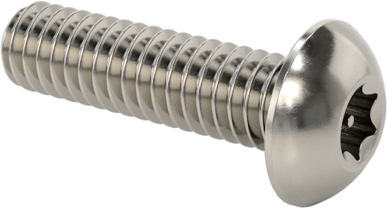 Sızdırmaz Paslanmaz Çelik Kurcalamaya Dayanıklı Düğme Başlı Torx Vidaları, Buna-N O-Ring ile, 8-32 Diş Boyutu, 5/8" Uzunluk