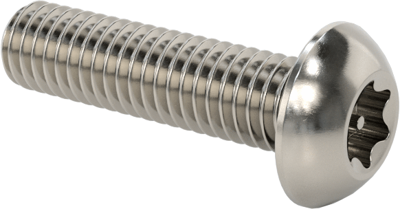 Sızdırmaz Paslanmaz Çelik Kurcalamaya Dayanıklı Düğme Başlı Torx Vidaları, Buna-N O-Ring ile, 10-32 Diş Boyutu, 3/4" Uzunluk