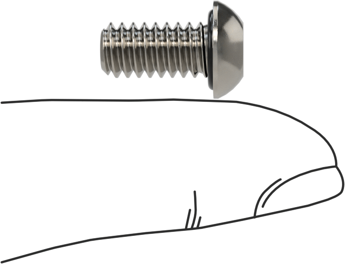 Sızdırmaz Paslanmaz Çelik Kurcalamaya Dayanıklı Düğme Başlı Torx Vidaları, Buna-N O-Ring ile, 1/4"-20 Diş Boyutu, 1/2" Uzunluk
