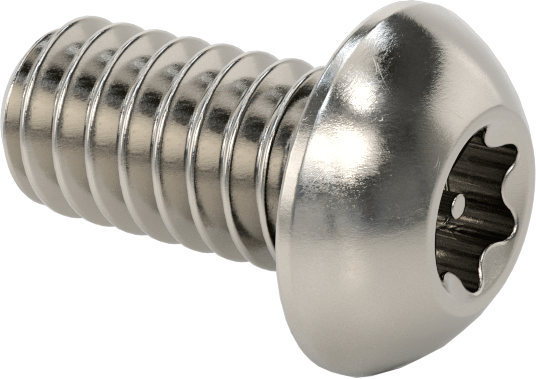 Sızdırmaz Paslanmaz Çelik Kurcalamaya Dayanıklı Düğme Başlı Torx Vidaları, Buna-N O-Ring ile, 1/4"-20 Diş Boyutu, 1/2" Uzunluk