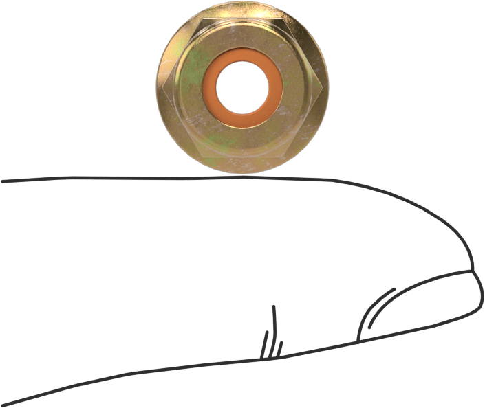 Yüksek Mukavemetli Çelik Naylon Ekli Flanş Somunu, Sınıf G, Sarı Kromat Kaplı Çinko, 1/4"-20 Diş Boyutu